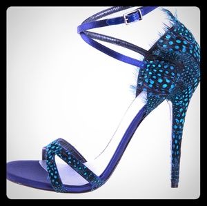 Stuart Weitzman Midnight blue/ Feathers Sandals